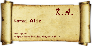 Karai Aliz névjegykártya